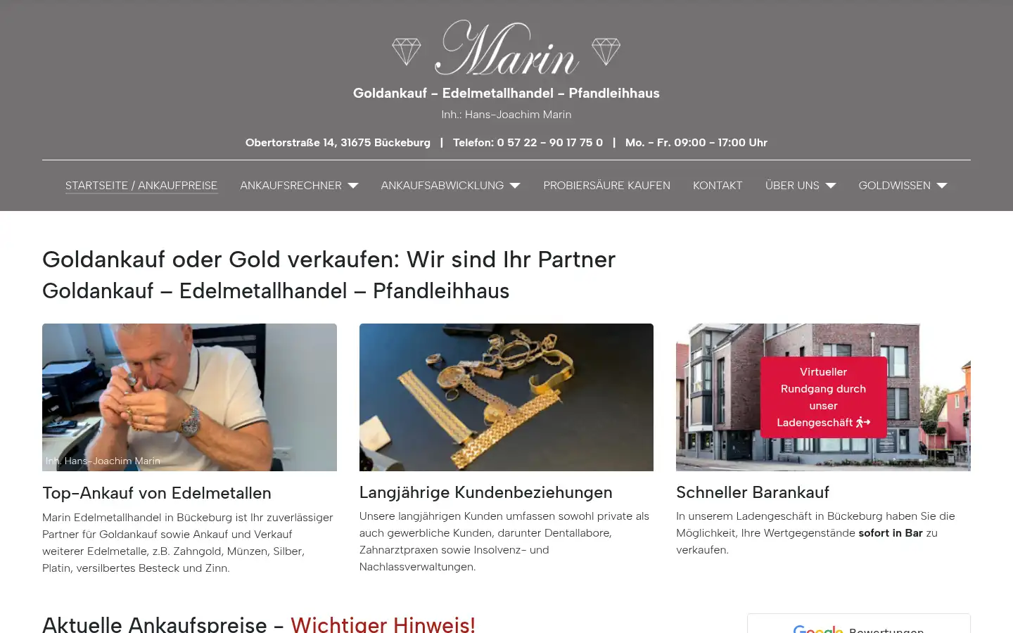Screenshot of marin.de