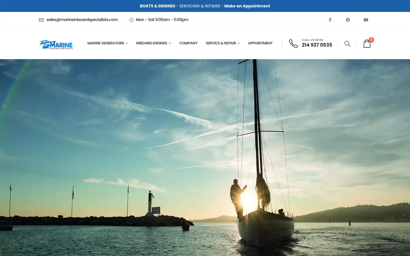 Screenshot of marineinboardspecialists.com