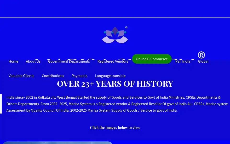 Screenshot of marisasystem.co.in