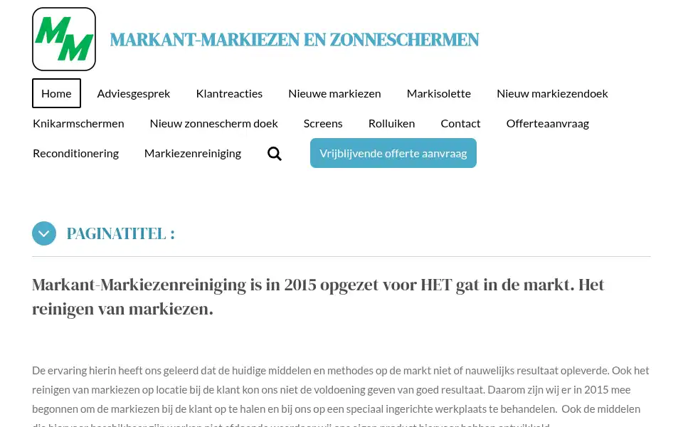 Screenshot of markant-markiezenreiniging.nl