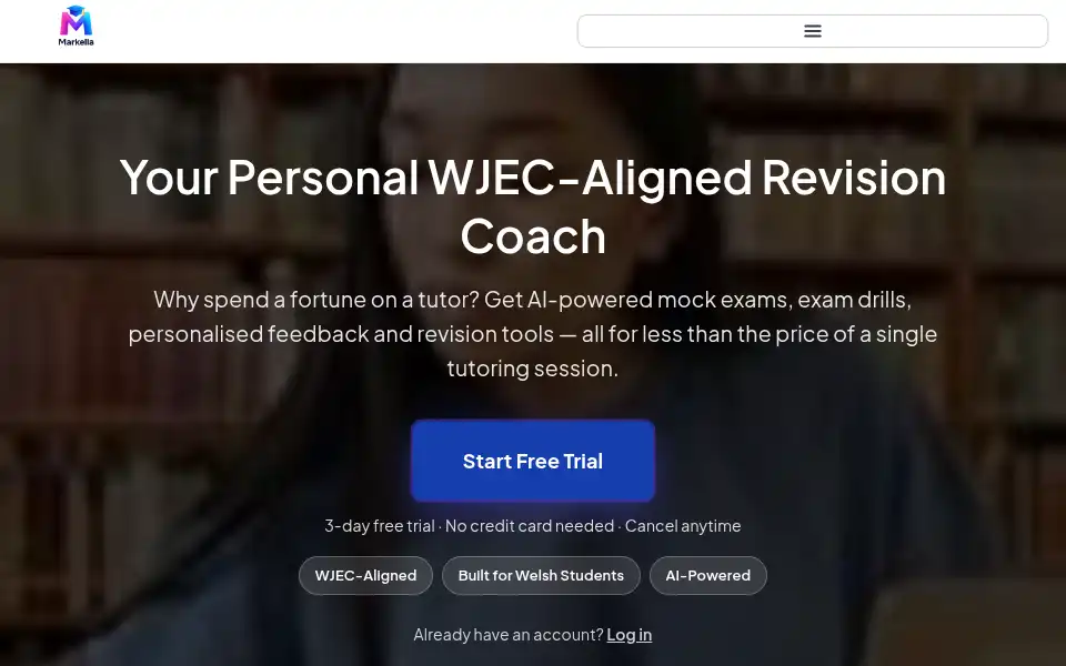 Screenshot of markellaexams.co.uk