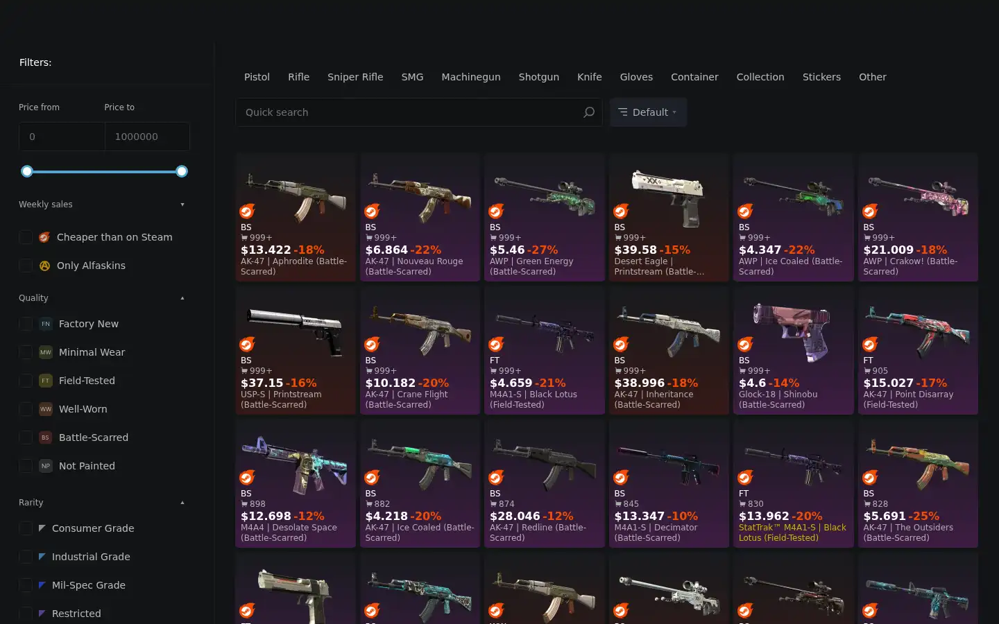 Screenshot of market.csgo.com