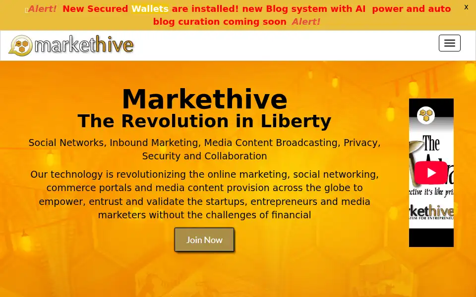 Screenshot of markethive.com