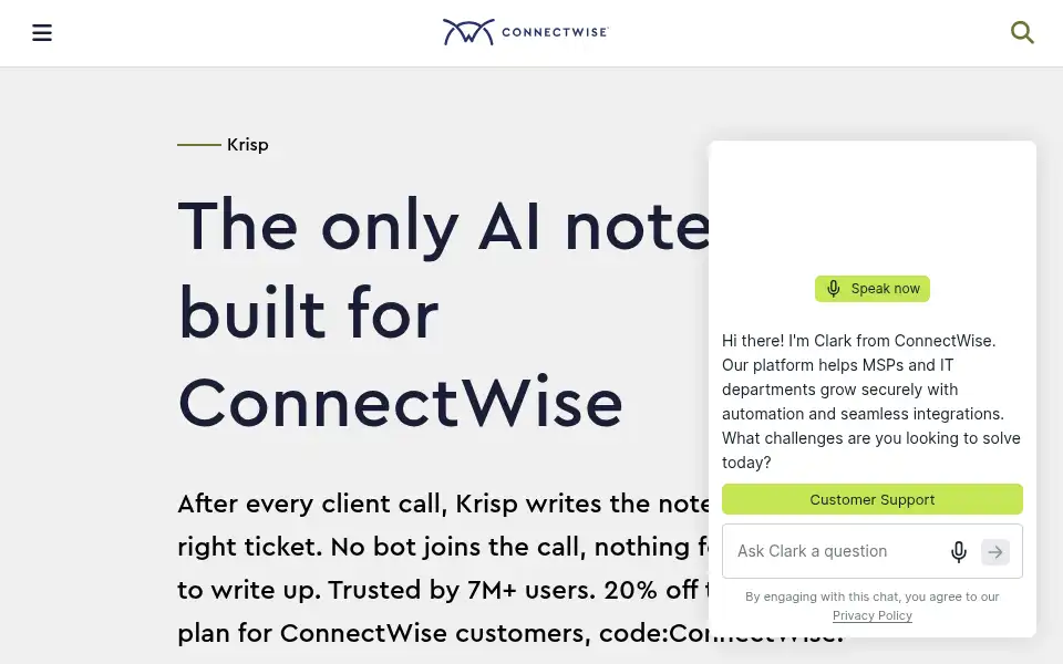 Screenshot of marketplace.connectwise.com