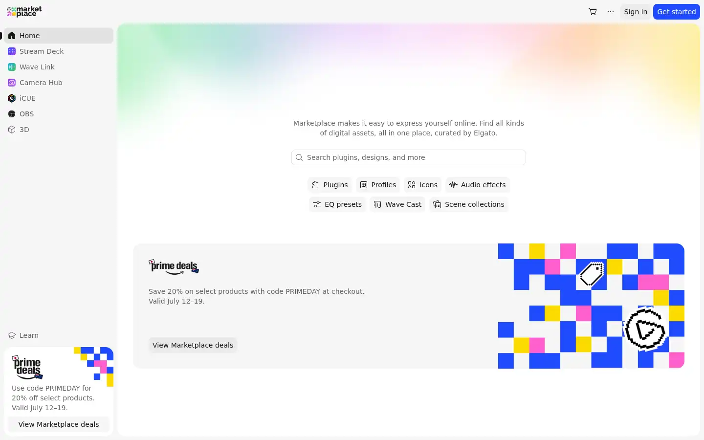 Screenshot of marketplace.elgato.com