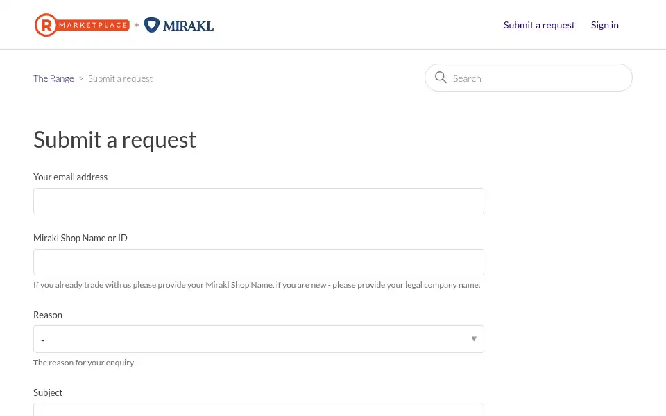 Screenshot of marketplace.therange.co.uk
