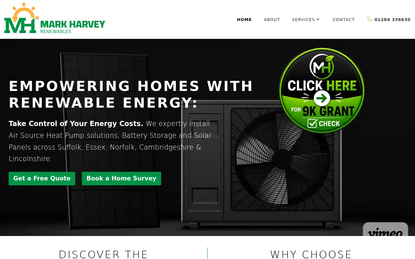 Screenshot of markharveyrenewables.co.uk