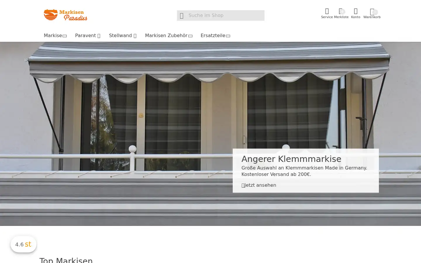 Screenshot of markisen-paradies.de