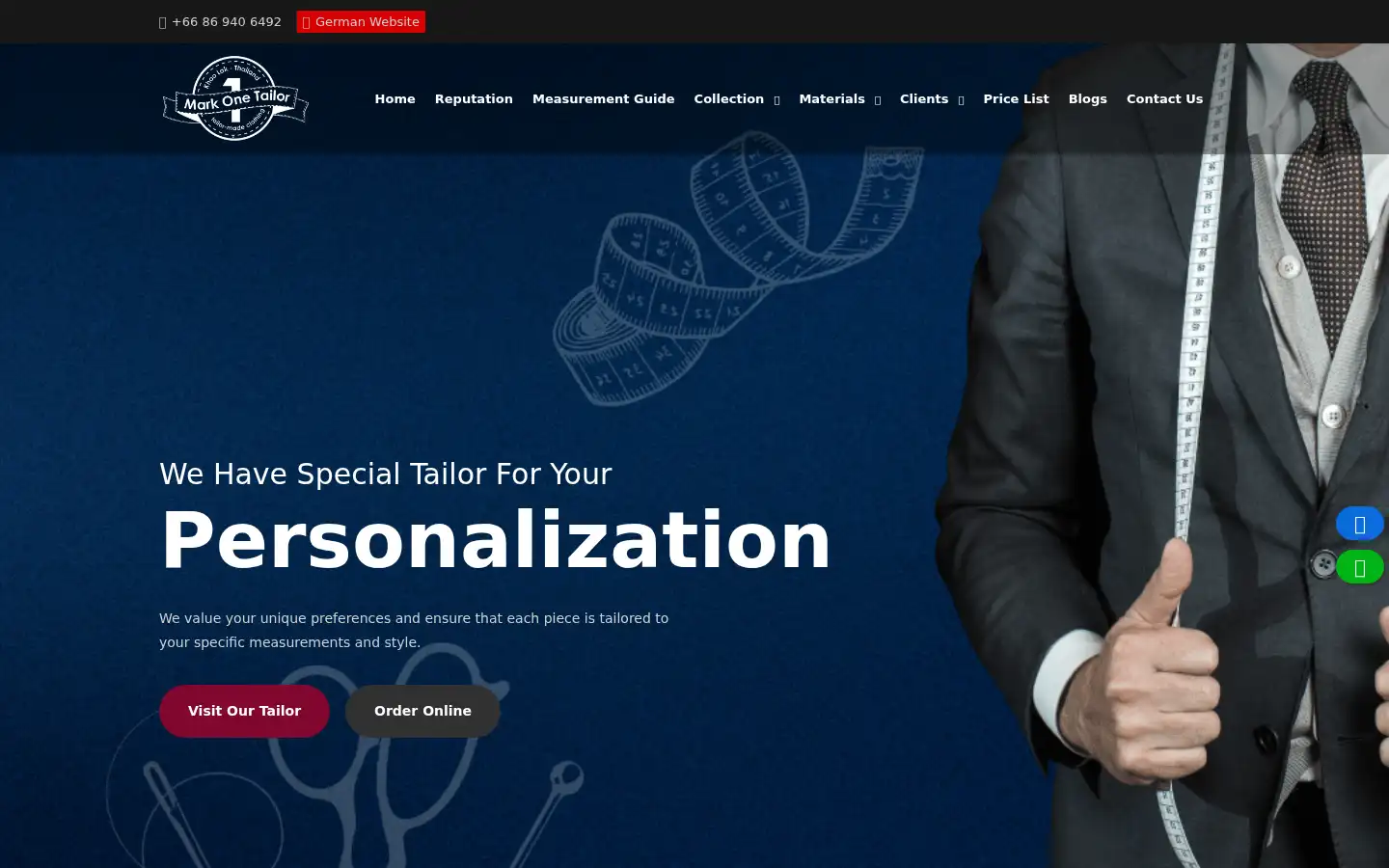 Screenshot of markonetailor.com
