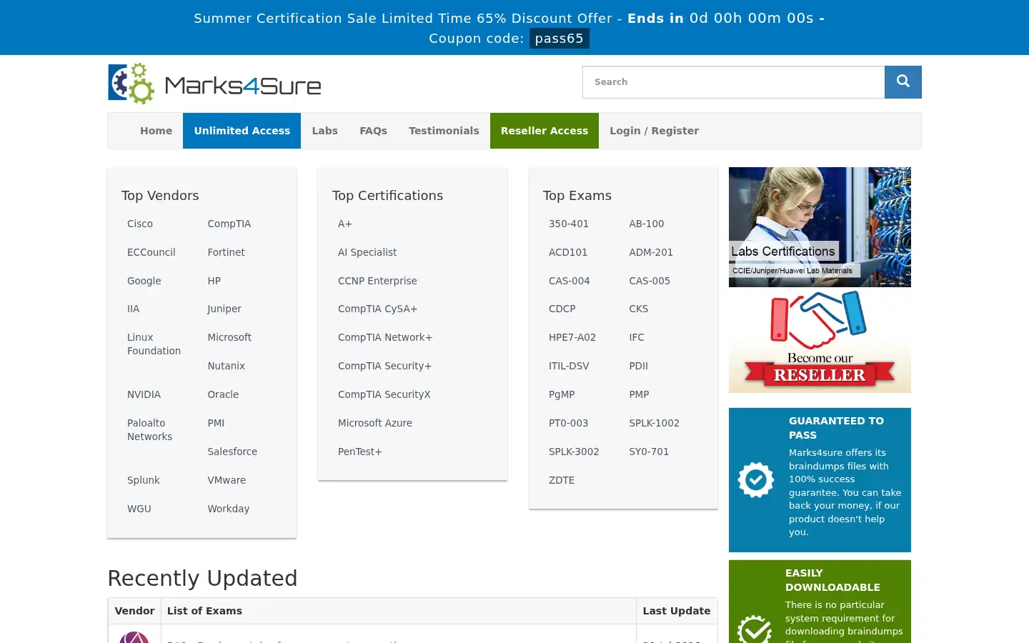 Screenshot of marks4sure.com