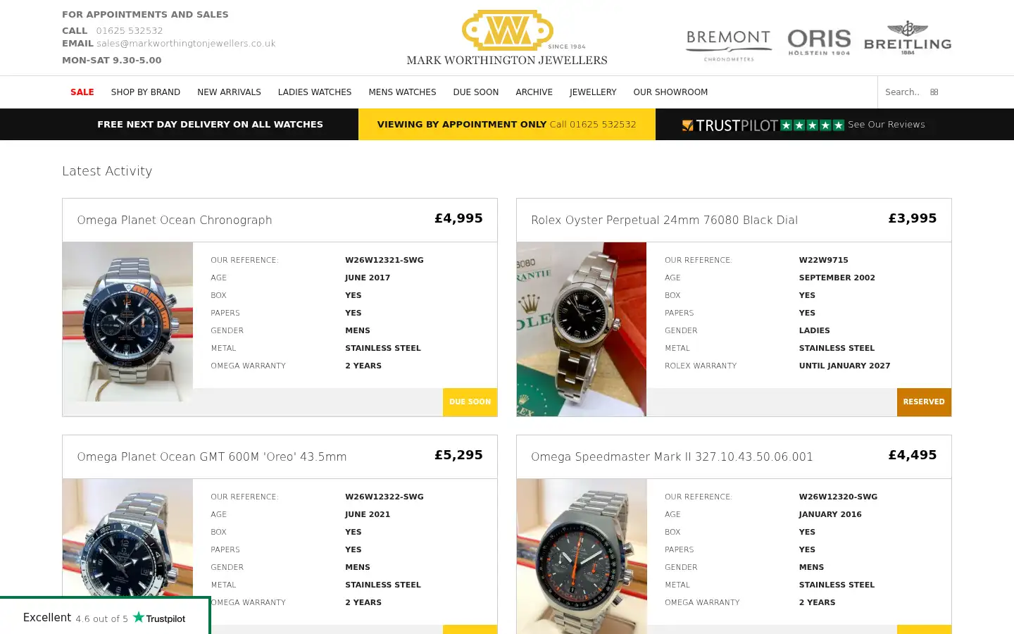 Screenshot of markworthingtonjewellers.co.uk