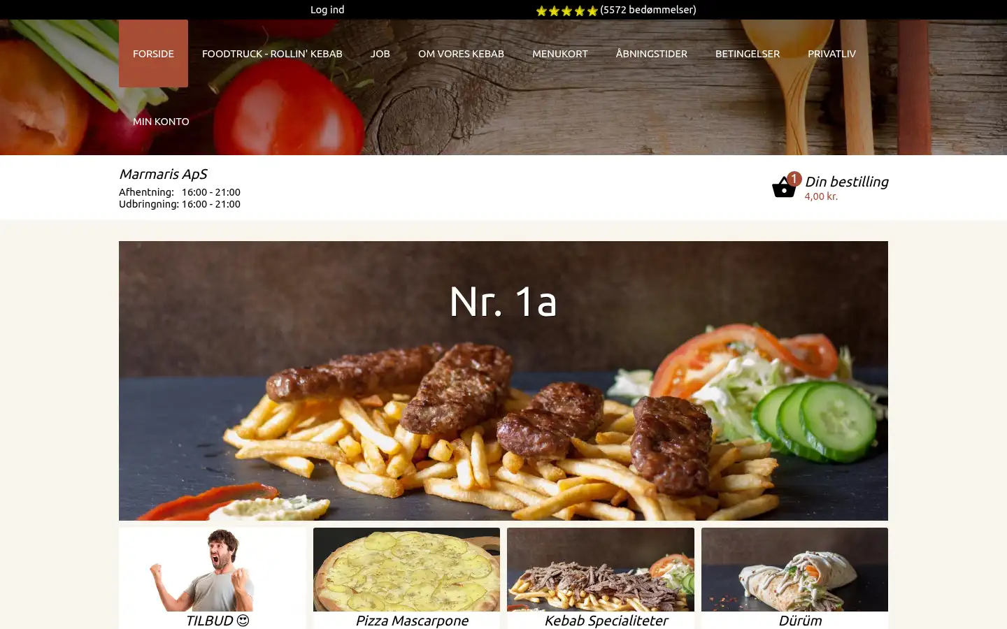 Screenshot of marmariskebab.dk