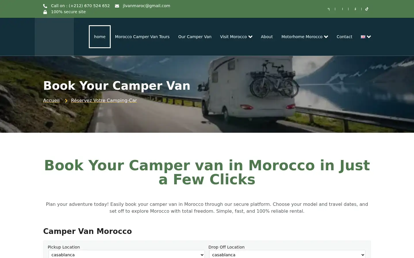 Screenshot of maroccampingcar.com