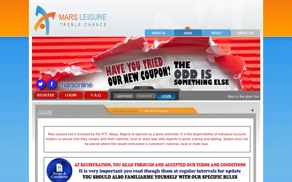 Screenshot of marsleisure.com