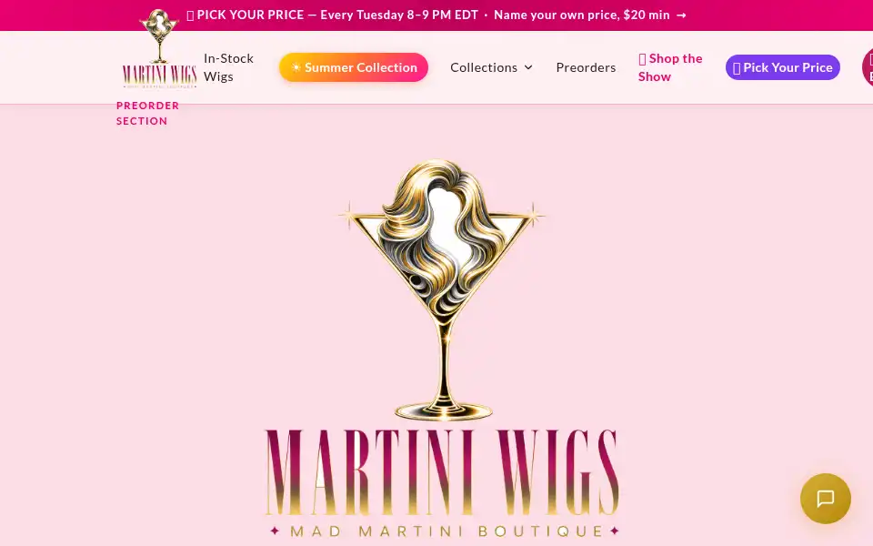 Screenshot of martiniwigs.com