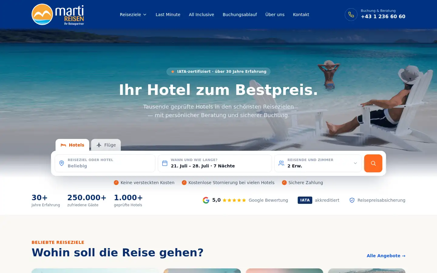 Screenshot of martireisen.at