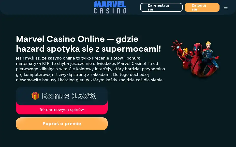 Screenshot of marvelcasino.org.pl