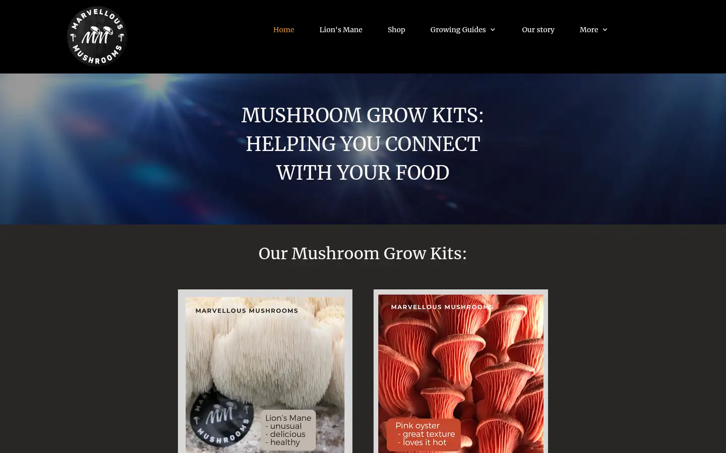 Screenshot of marvellous-mushrooms.co.uk