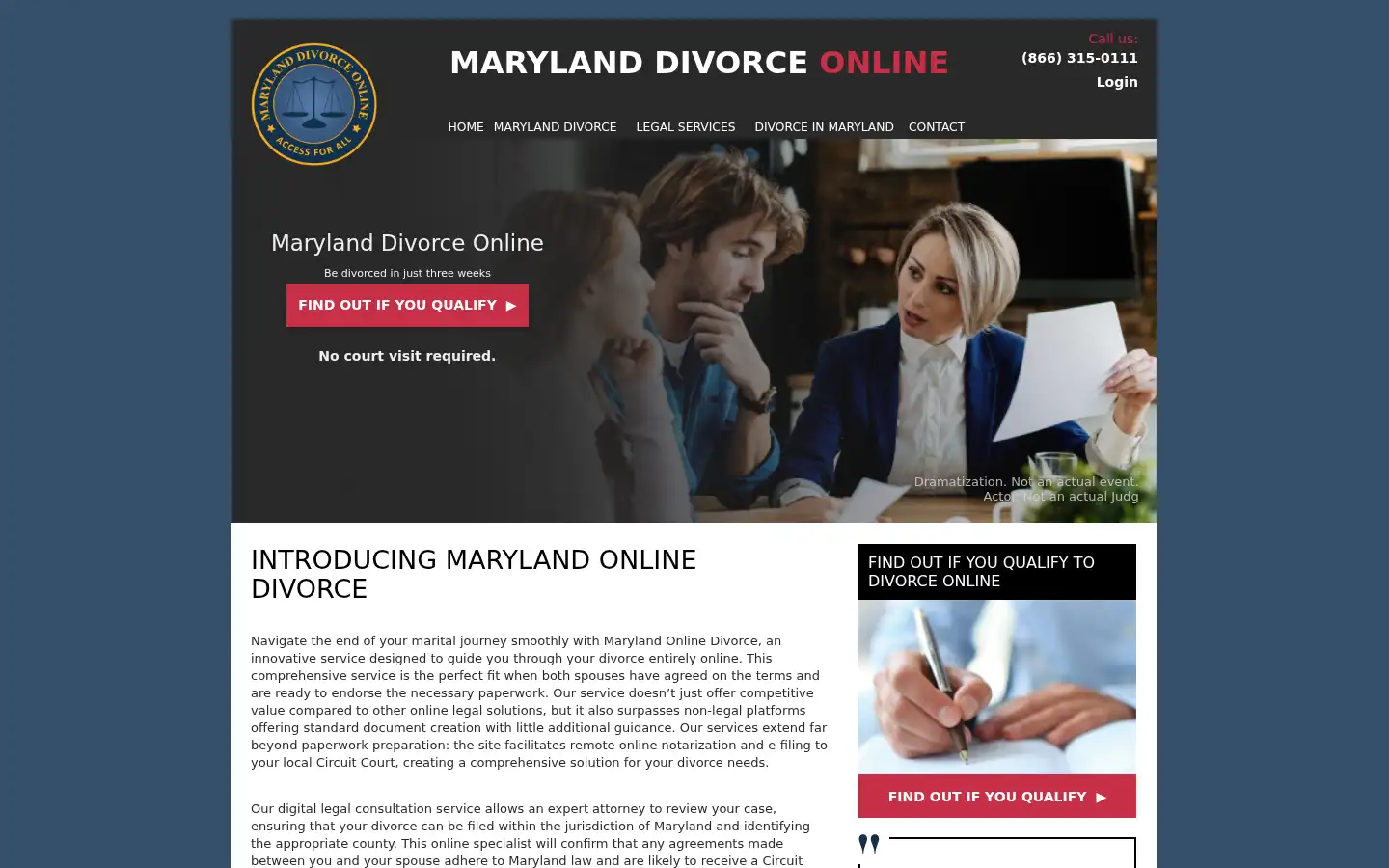 Screenshot of marylanddivorceonline.com