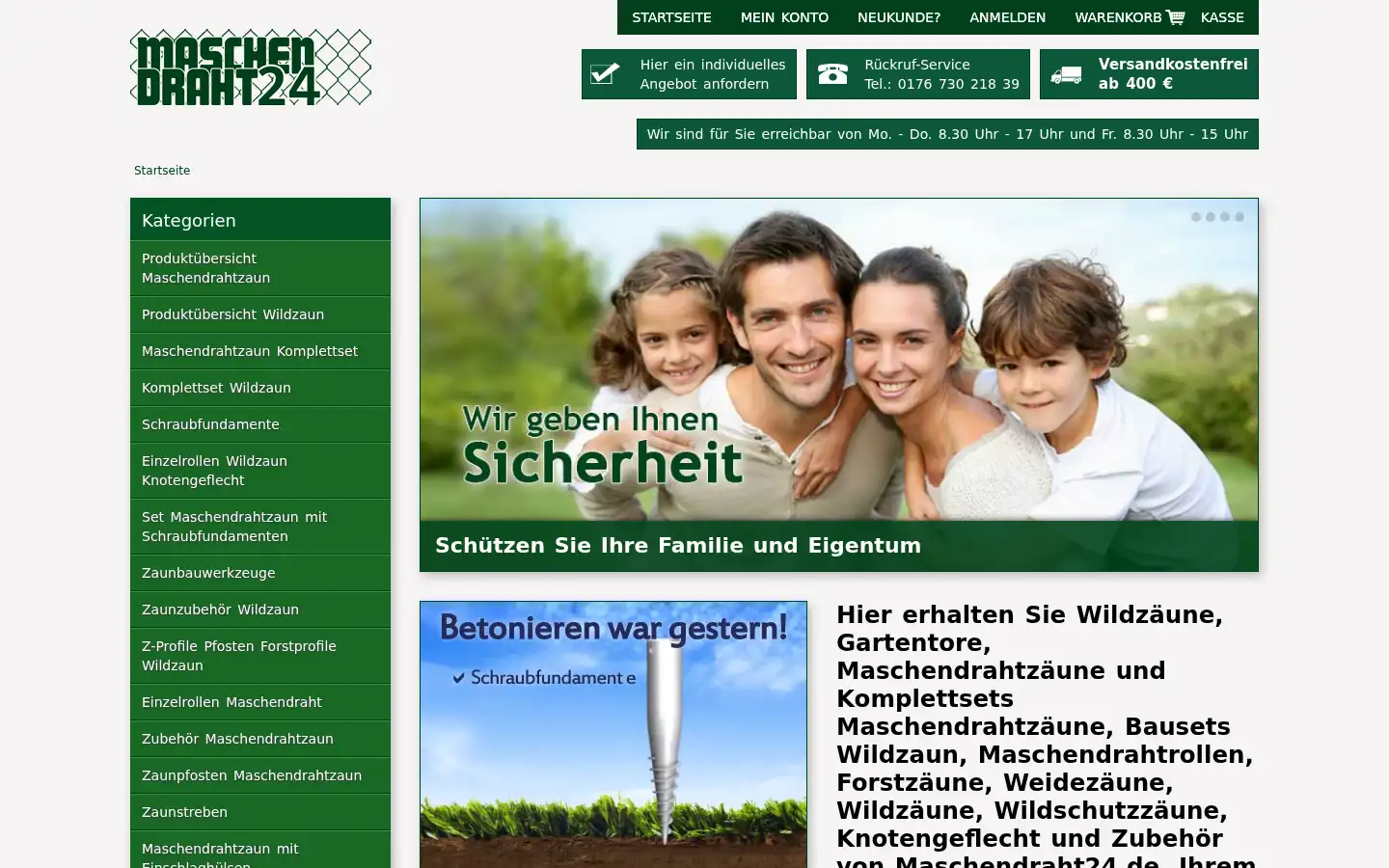Screenshot of maschendraht24.de