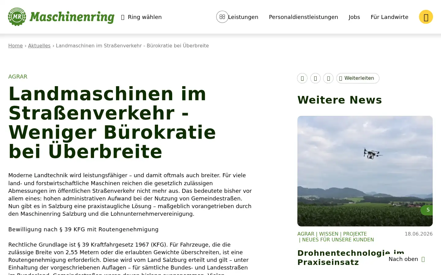 Screenshot of maschinenring.at