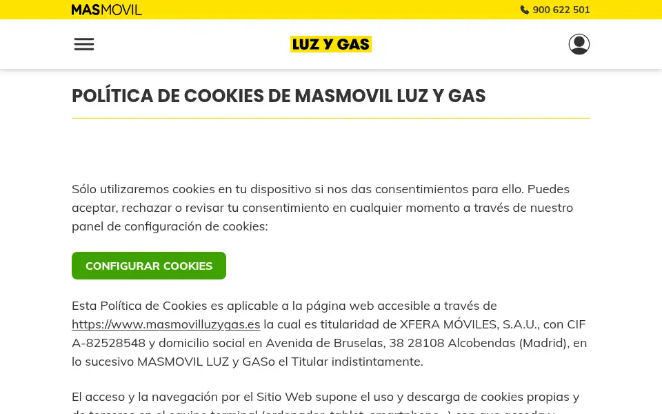 Screenshot of masmovilluzygas.es