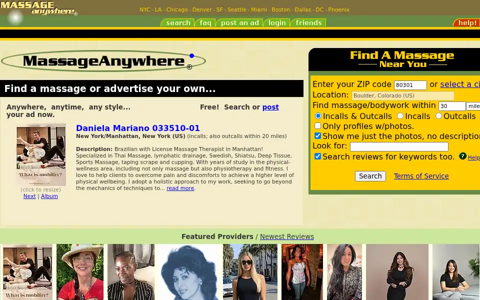 Screenshot of massageanywhere.com