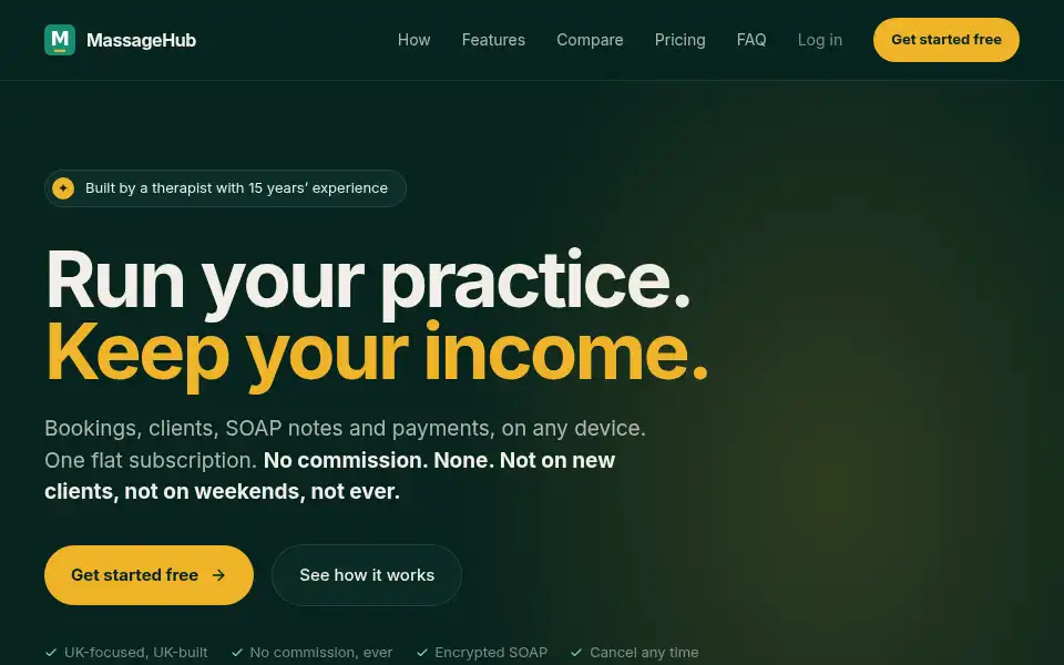 Screenshot of massagehub.app
