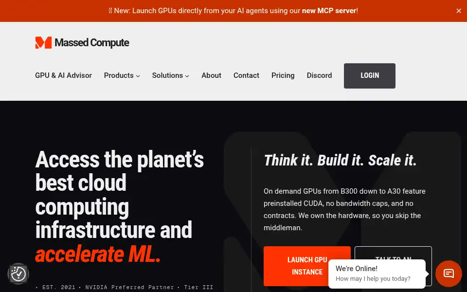 Screenshot of massedcompute.com