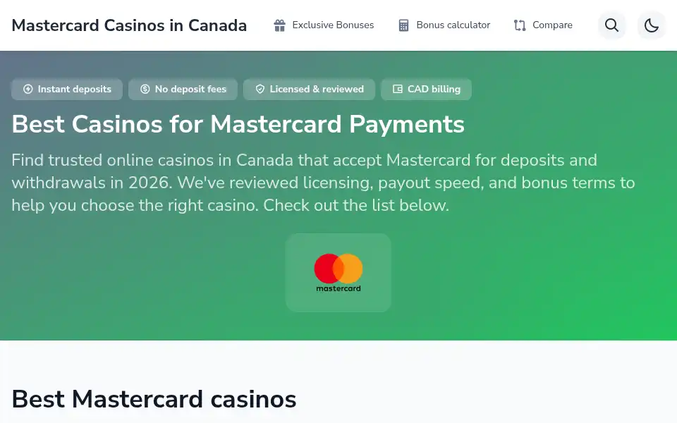Screenshot of master-casinos-canada.com