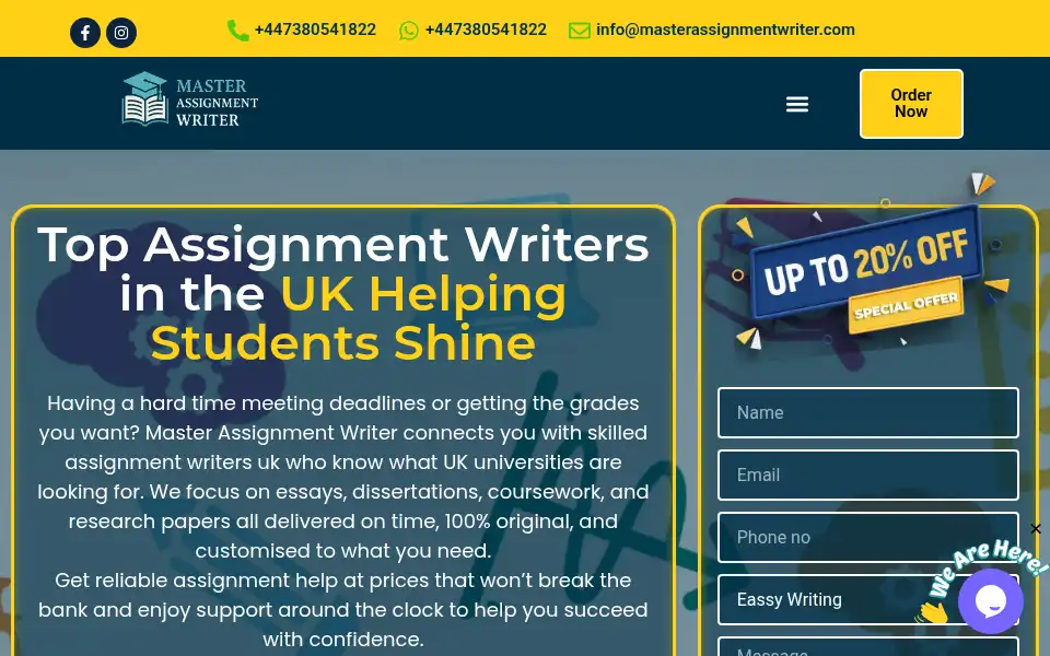 Screenshot of masterassignmentwriter.com