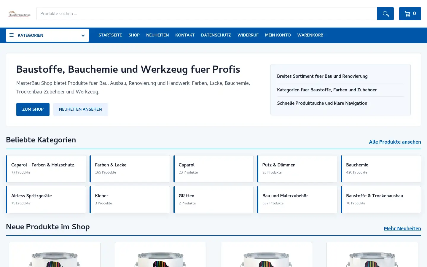 Screenshot of masterbaushop.de