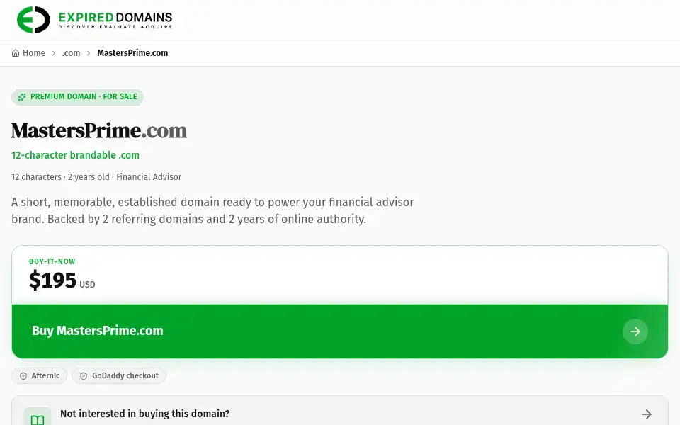 Screenshot of mastersprime.com