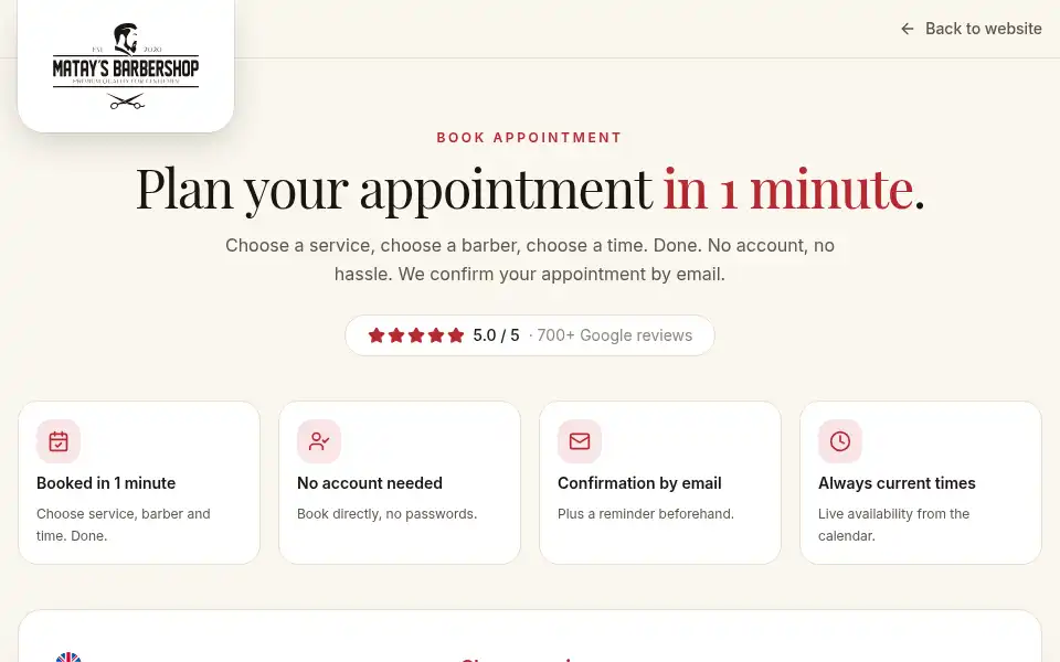 Screenshot of mataysbarbershop.nl