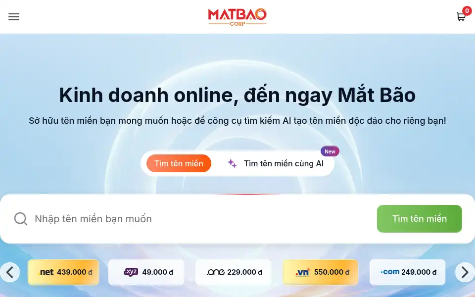 Screenshot of matbao.net