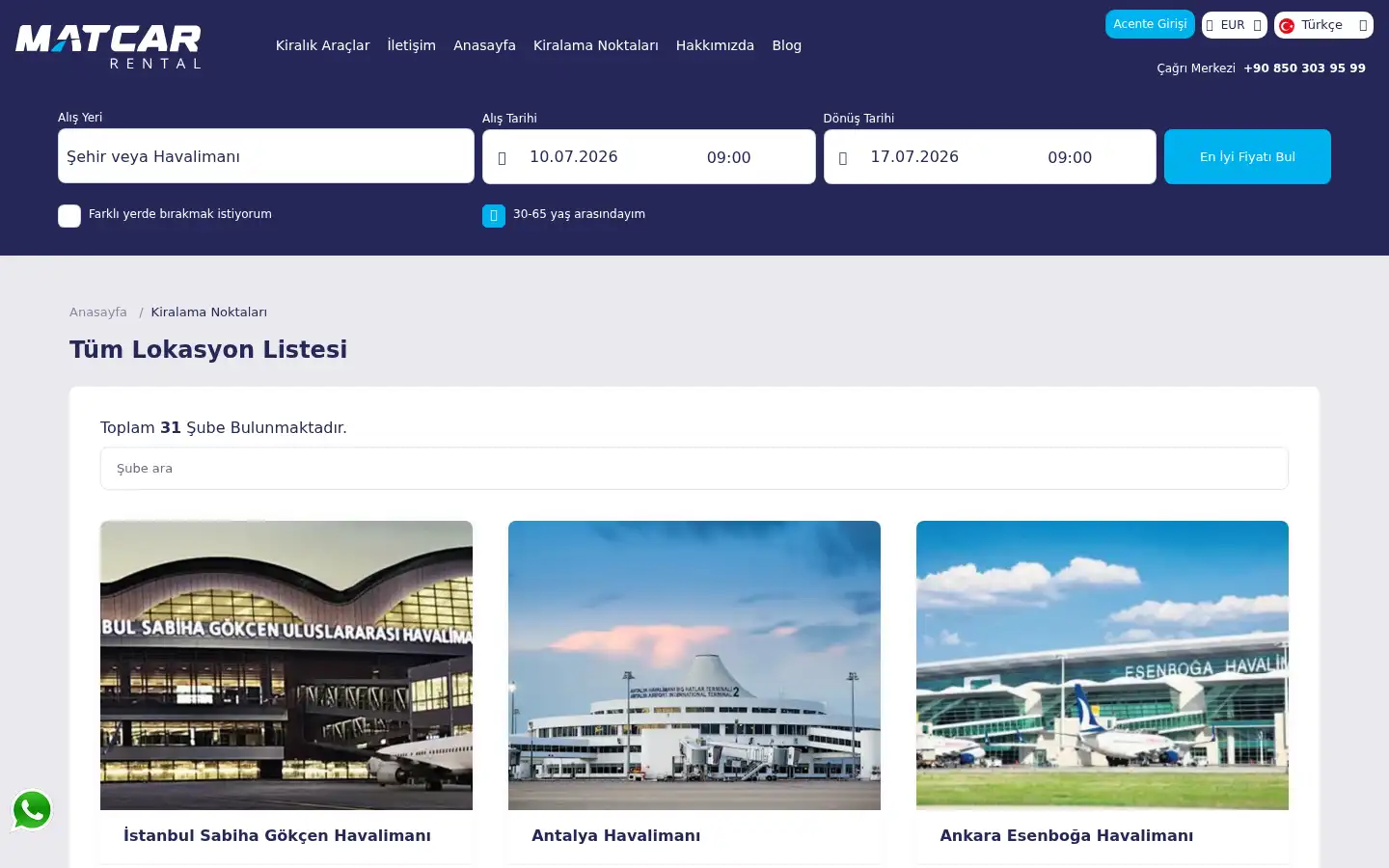 Screenshot of matcarrental.com