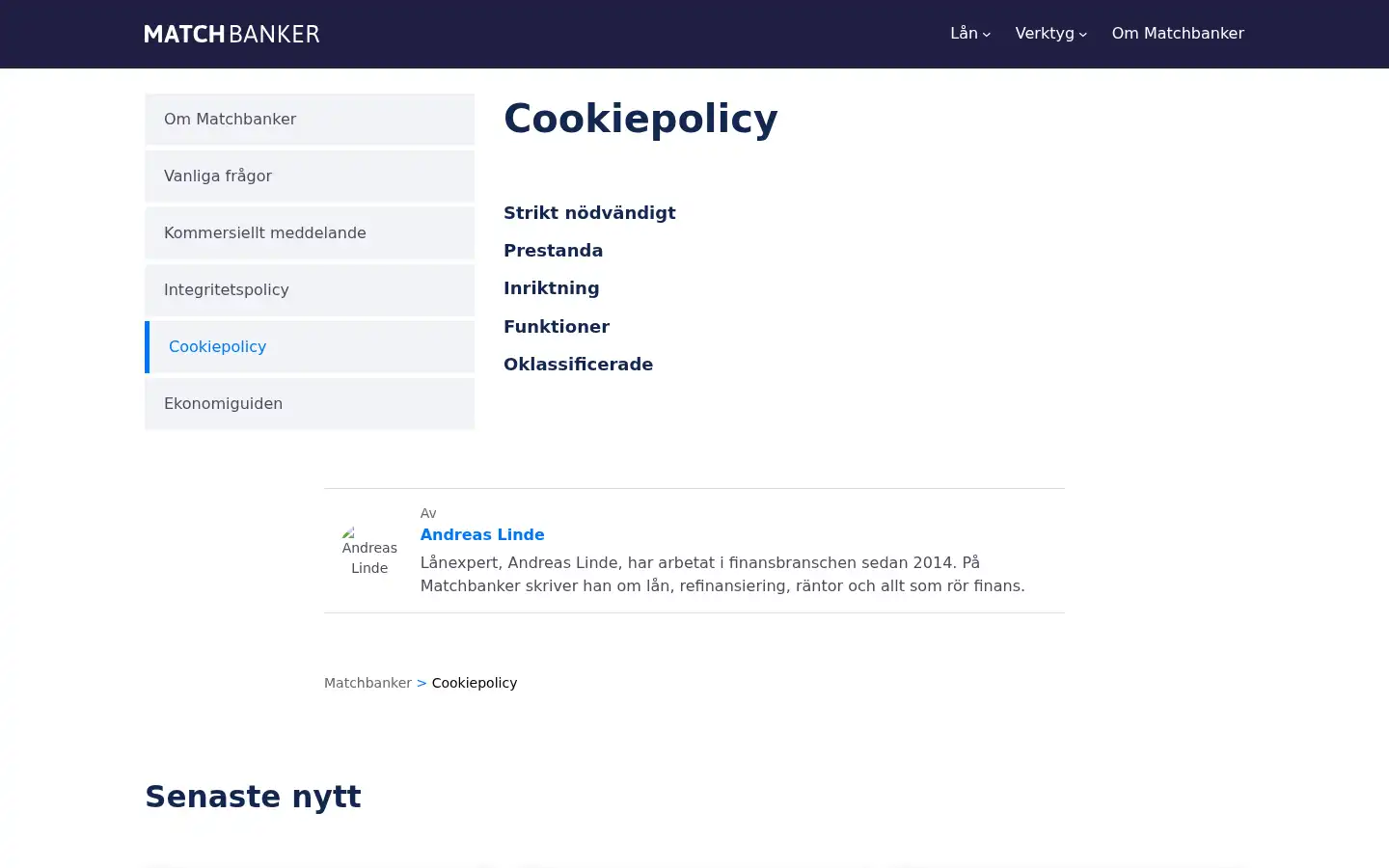 Screenshot of matchbanker.se
