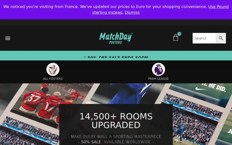 Screenshot of matchdayposters.com