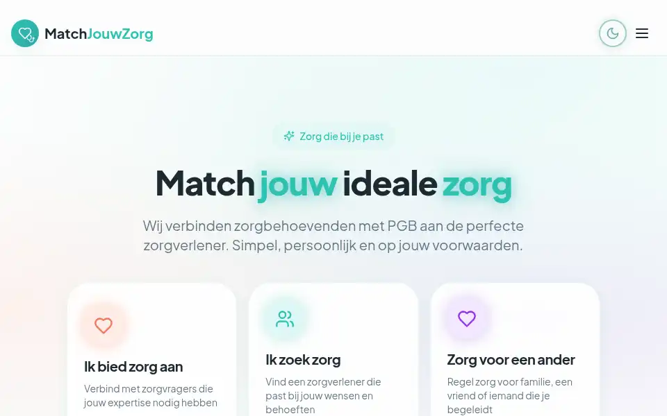 Screenshot of matchjouwzorg.nl