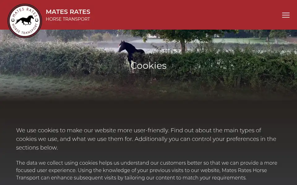 Screenshot of matesrateshorsetransport.com