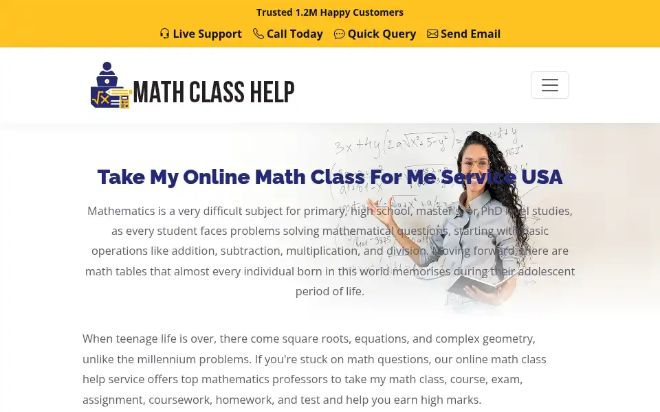 Screenshot of mathclasshelp.com