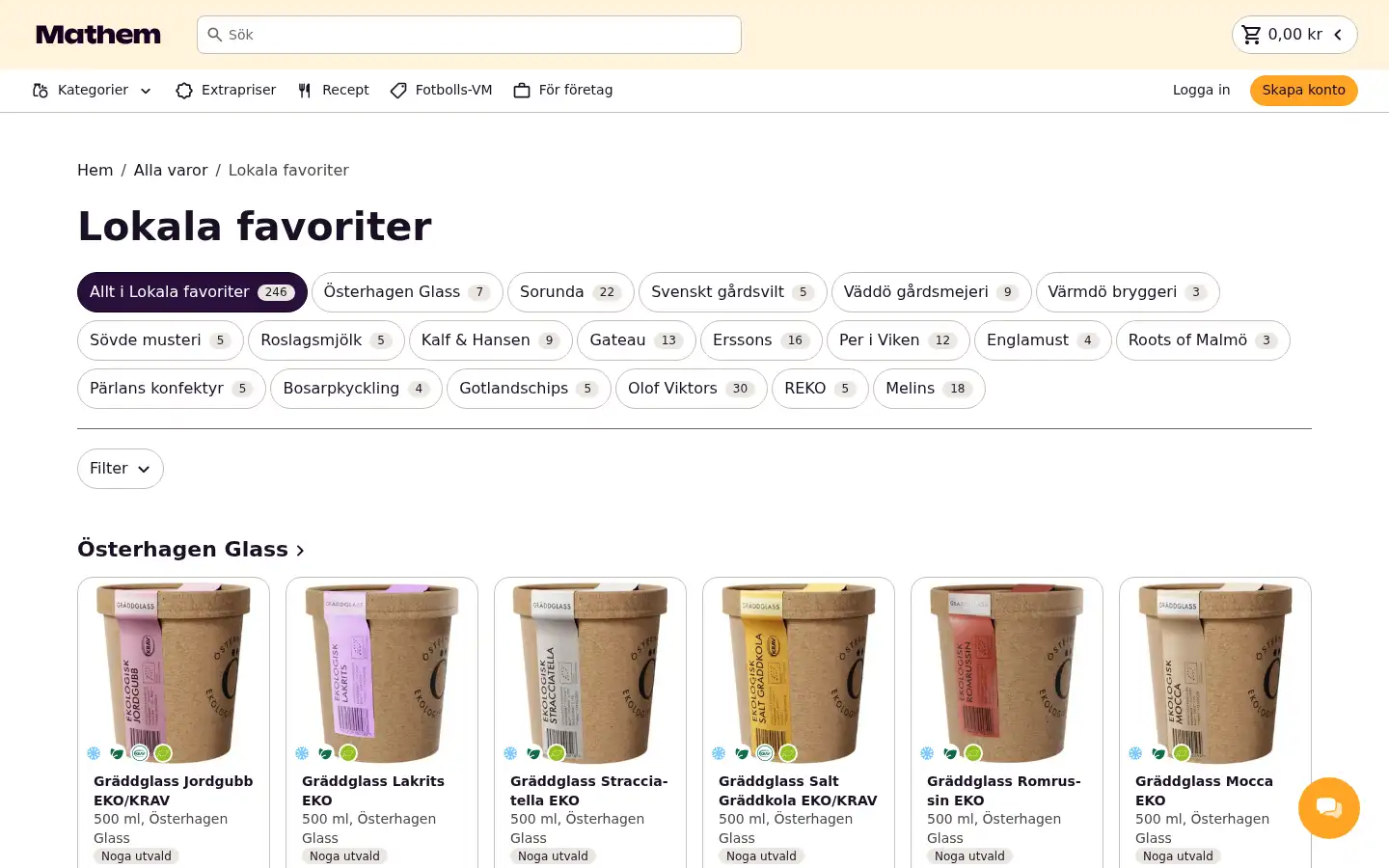 Screenshot of mathem.se