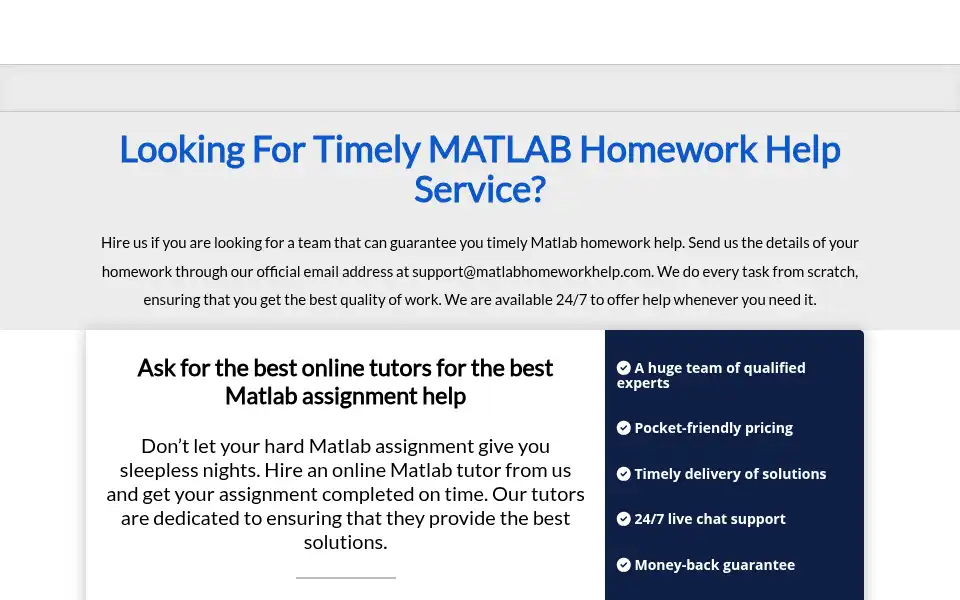 Screenshot of matlabhomeworkhelper.com