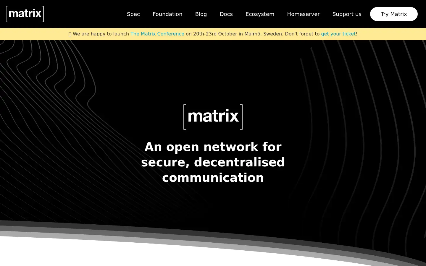 Screenshot of matrix.org