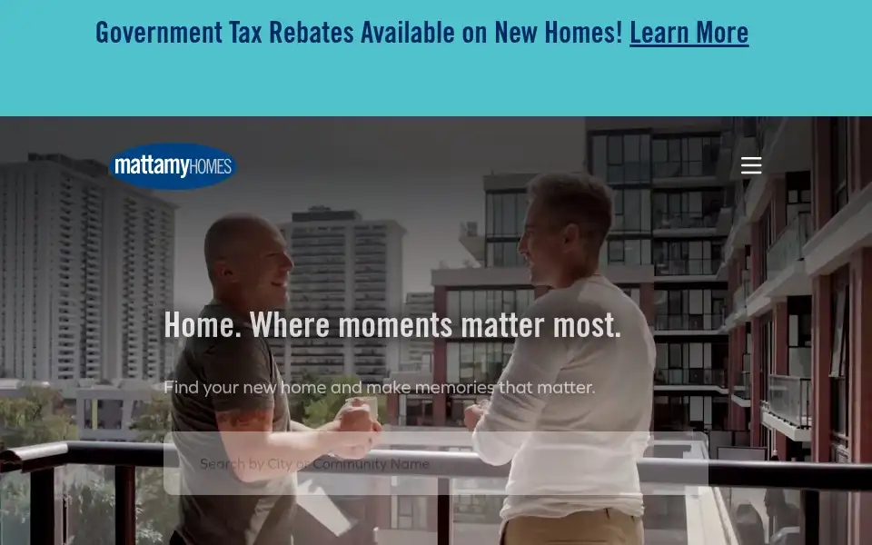 Screenshot of mattamyhomes.com