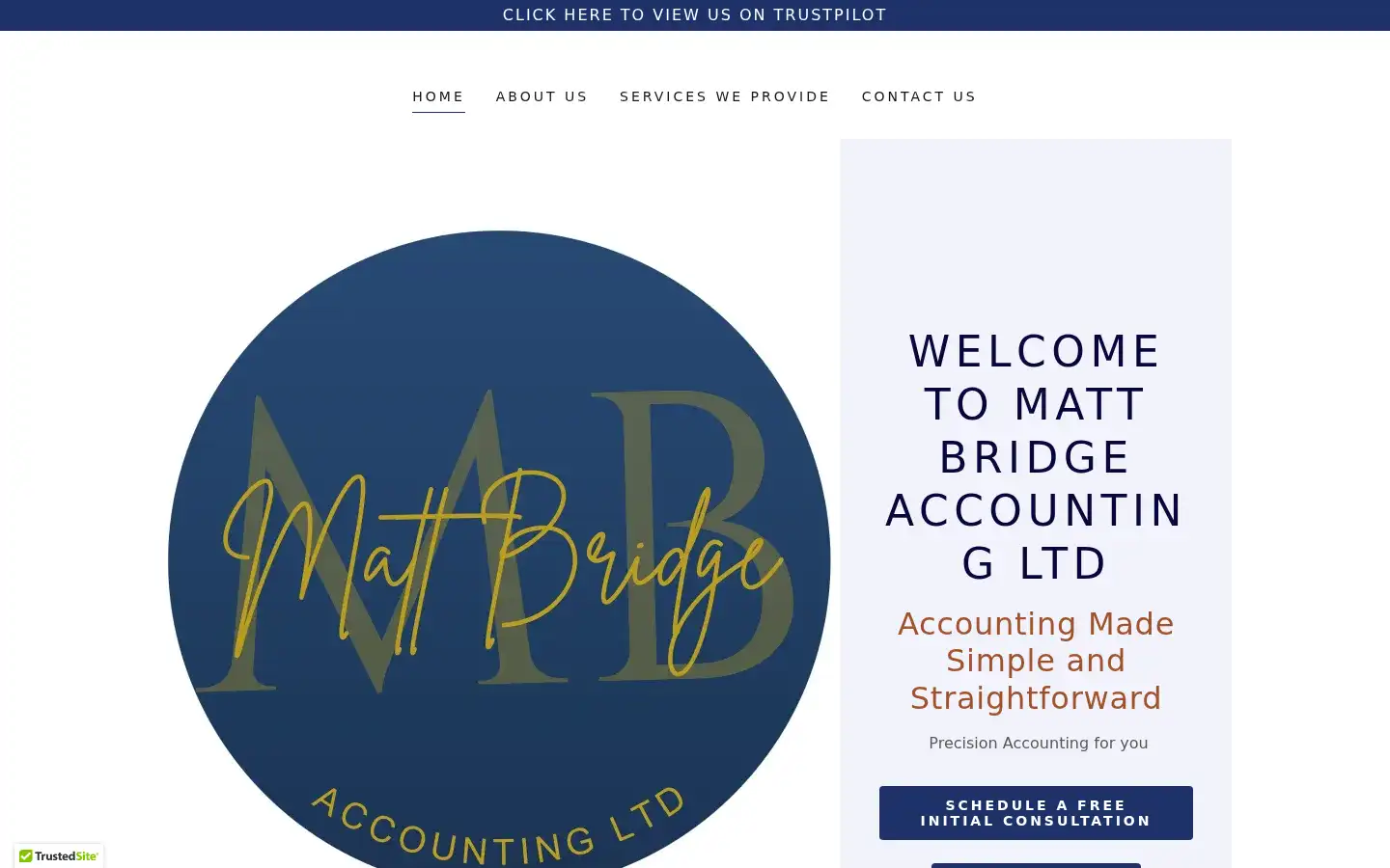 Screenshot of mattbridgeaccounting.co.uk