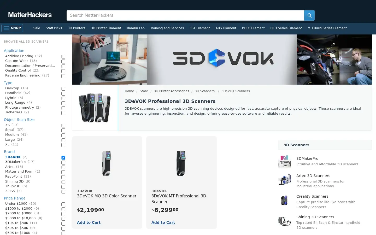 Screenshot of matterhackers.com