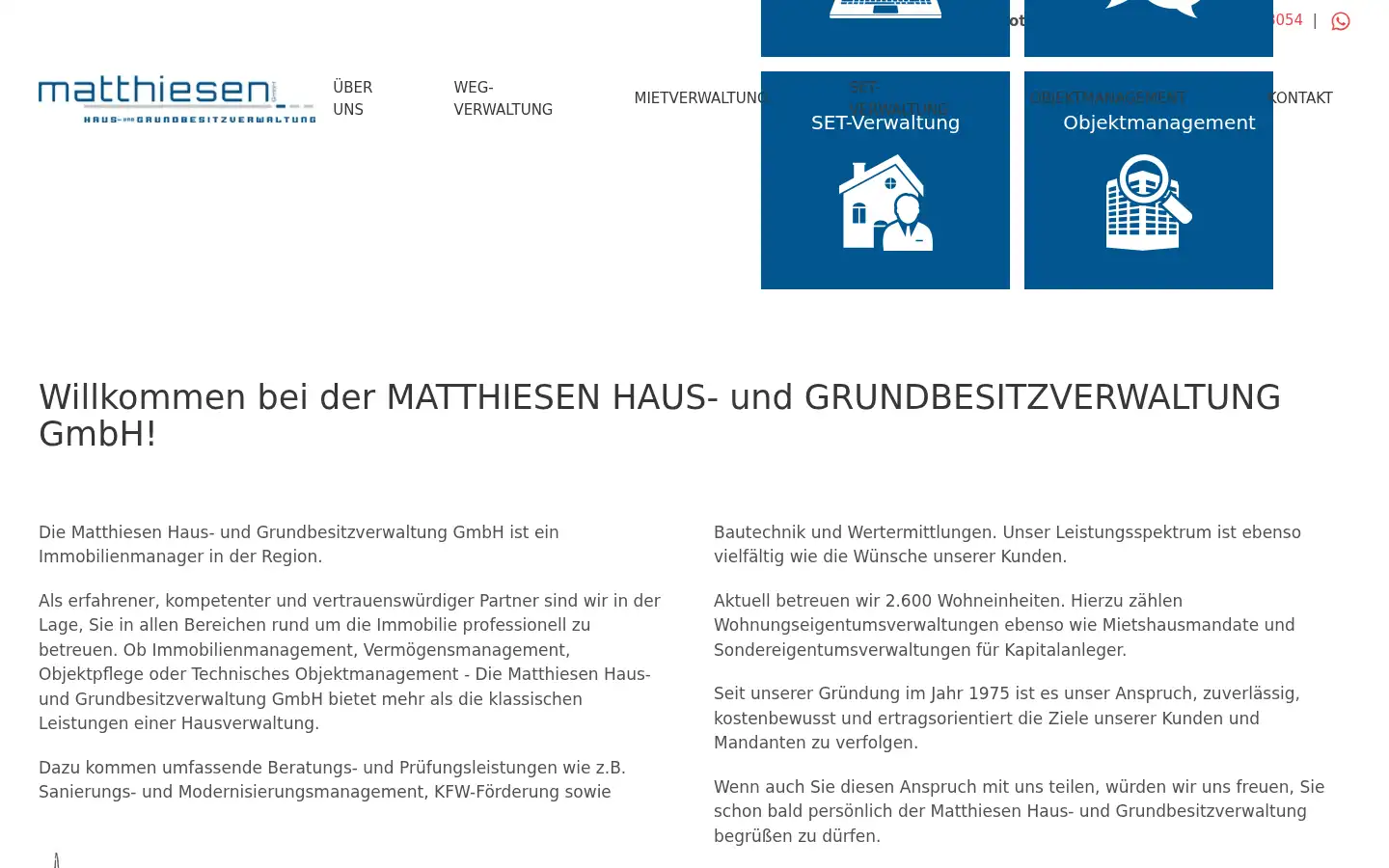 Screenshot of matthiesen-hausverwaltung.de
