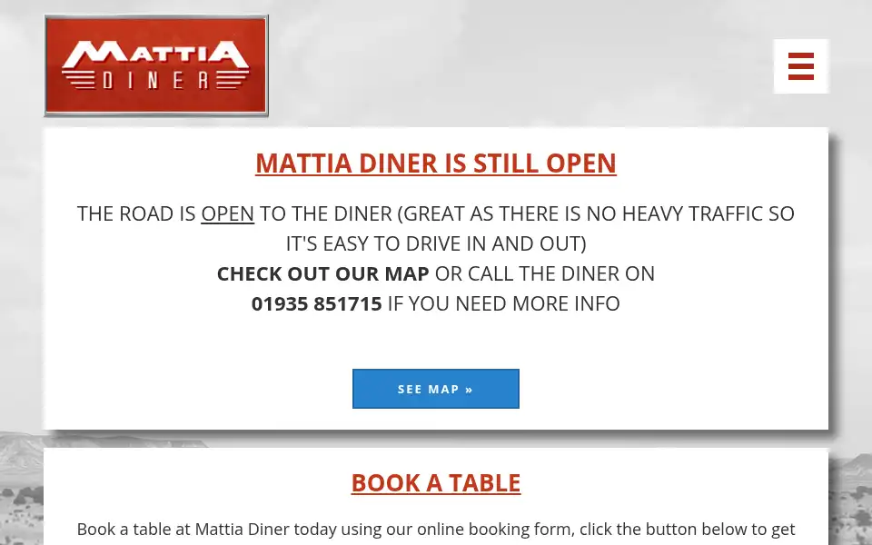 Screenshot of mattiadiner.co.uk