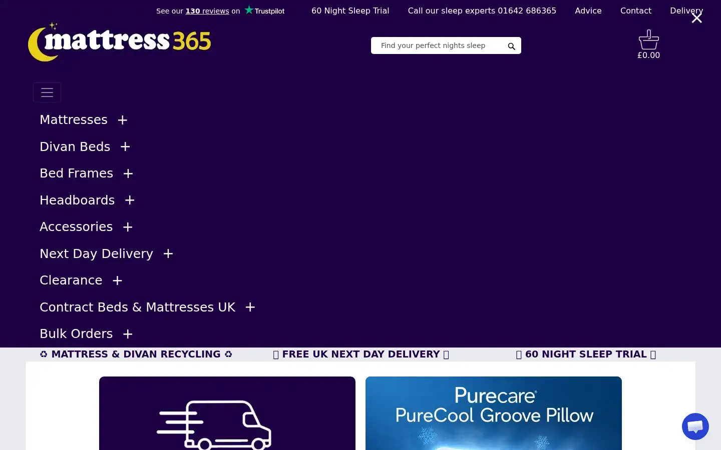 Screenshot of mattresses365.co.uk